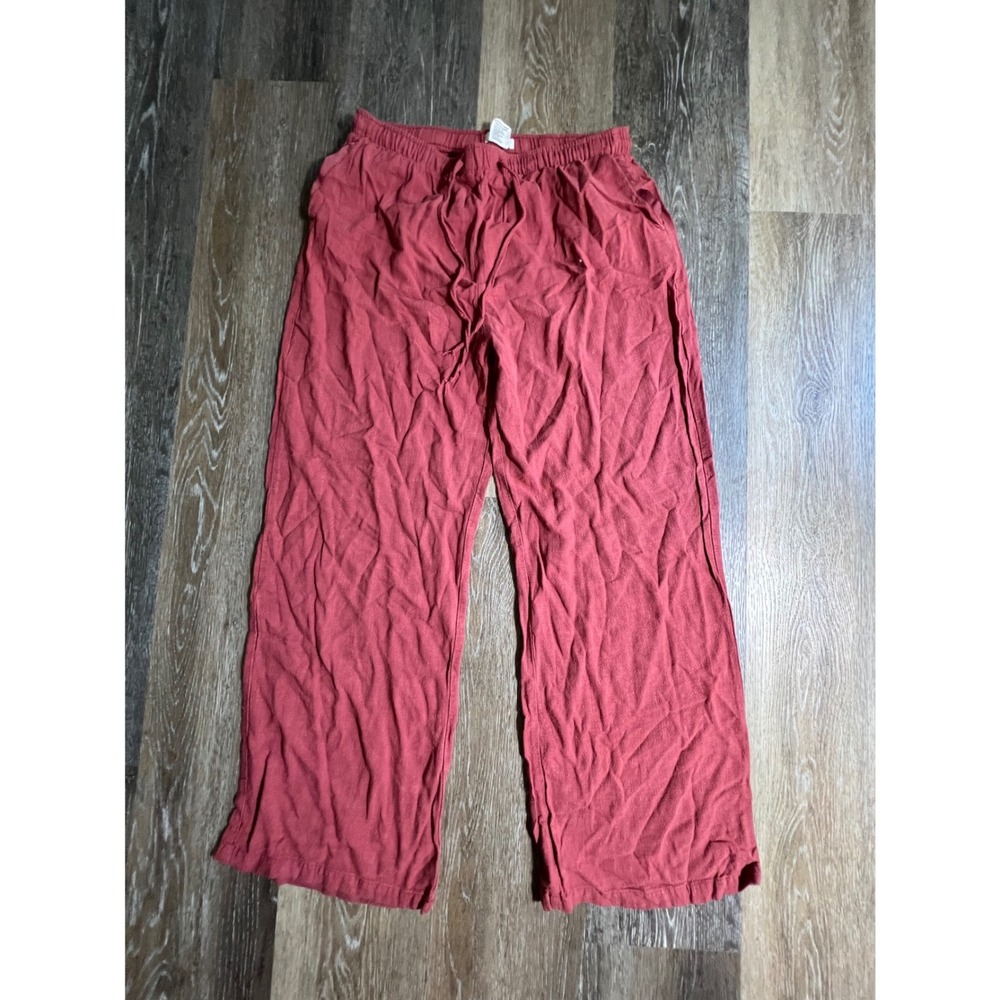 Blenca Pants Women Large Red Viscose Linen Blend Wide‎ Leg Drawstring Casual